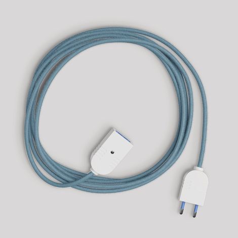 creative cables - Prolunga elettrica con cavo in cotone blu oceano 2P 10A Made in Italy