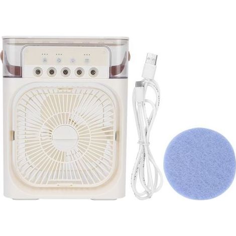 Ventilateur de bureau rechargeable avec brumisateur - Rafraîchisseur d'air portable blanc (1/5)