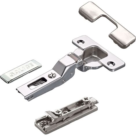 2 x Salice Topfband 110° Serie 200 Bohrbild T52 Mittelanschlag inkl. Linear-Montageplatte Höhe 3 mm mit vormontierten Euroschrauben, Exzenterverstellung und Abdeckkappen Möbelscharnier von SOTECH (1/5)
