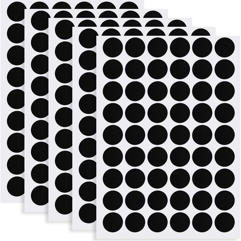 Noir 5 Feuilles/270 Pcs Cache Vis Auto-adhésifs, Couvre Vis Autocollants pour Trous de Vis, Capuchons Adhésifs Ø21 mm, Autocollants de Couverture Meubles pour Vis Porte Armoire Meubles (1/4)