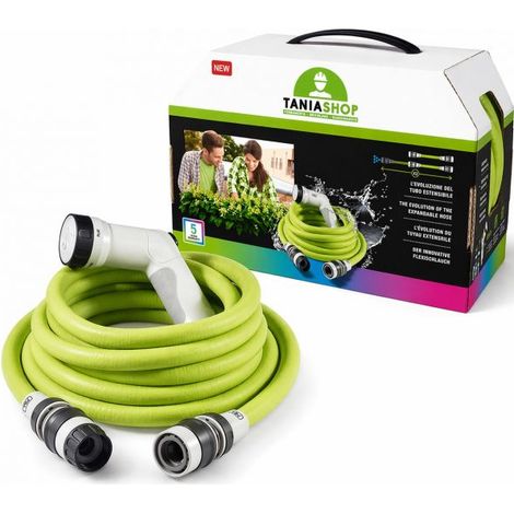 Tubo Acqua da Giardino per irrigazione Estensibile con Pistola Multigetto 25 metri (1/5)