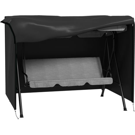 CHICFURN Copertura protettiva per dondolo 3 posti 205x124x164 cm poliestere nero giardino (1/5)