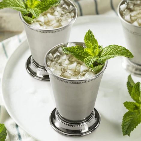 Lot de 2 verres à Mint Julep, en acier inoxydable classique, pour bars, restaurants et fêtes, 340 ml, pour bières, couleur argent. (1/4)