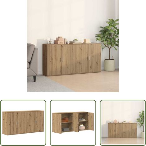 Buffet rectangulaire - Buffet 2 pcs Chêne artisanal 79 x 38 x 80 cm Bois d'ingénierie (1/5)