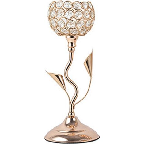 Bougeoirs en cristal doré, bougeoirs en fer en forme de fleur, petits ensembles de bougeoirs vintage, adaptés aux centres de table, S (1/5)