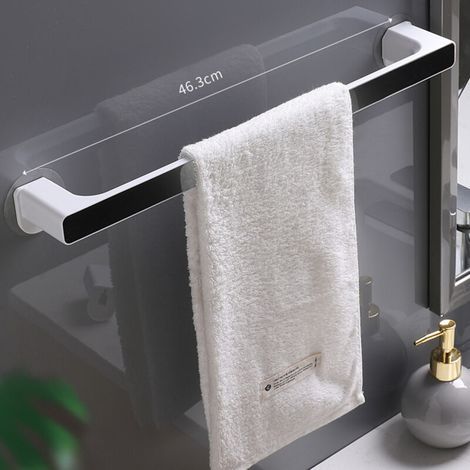 (Noir L) Porte-serviettes de salle de bain sans perforation, taille du produit 46,3 x 6,5 x 2,8 cm (1/4)