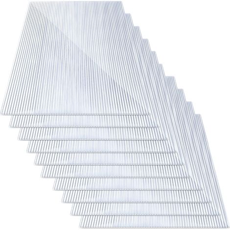 Jiubiaz 10 plaques polycarbonate alvéolaire translucide 8 mm pour serre, 121 x 60,5 cm, surface 7,32 m², protection UV (1/5)