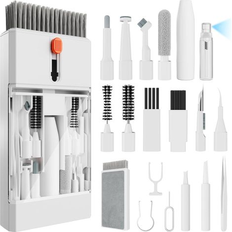 Kit De Nettoyage 22 En 1 - Brosse Clavier Et Soufflette - Pour électronique Gaming Et Caméras - Ensemble Complet Blanc (1/5)