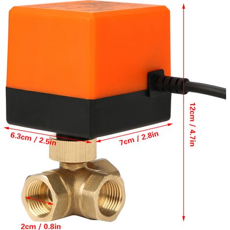 DN15 G1/2 vanne motorisée à bille en laiton 3 voies pour climatisation DC12V