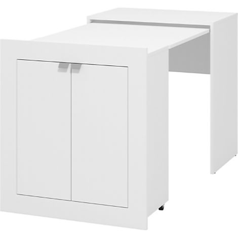 Schreibtisch Keylon, 2 Regale, 2 Türen, vielseitig verschließbar, 72x47x79h cm, Weiß Matt