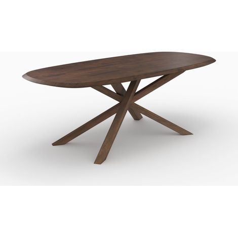 Mesa rectangular de madera maciza de hevea oscura 10 plazas - Aladin