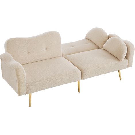 Divano letto 175x79x82 cm in tessuto beige, schienale regolabile, 2 posti - CHICFURN (1/5)