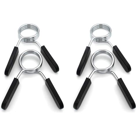 Barre d'haltère avec verrouillage à ressort - 4 pièces - Pinces de levier pour haltères, attaches pour haltères, pour soulevement de poids, verrouillage, 30 mm, clip à ressort, haltère (1/5)