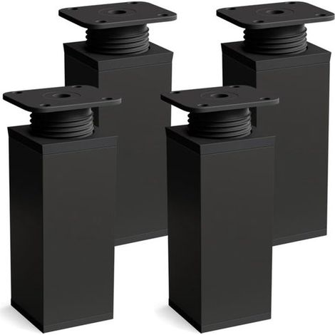 Patas de mesa - juego de 4 - altura 100 mm - ajustables - color negro - aptas para tocadores y armarios (1/5)