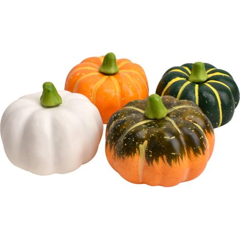 4 künstliche Kürbisse aus Schaumstoff für Herbstdeko im Landhausstil – perfekt für Erntedankfest (1/5)