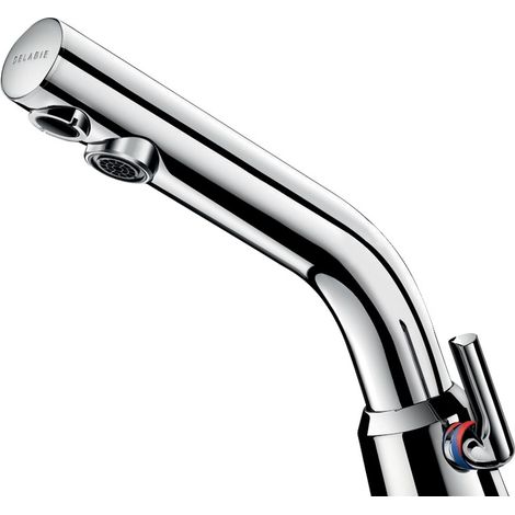 Delabie – Robinet automatique infrarouge – Électrique 230/12V avec transformateur – Débit réglable 1,4 à 6 l/min – Corps laiton chromé IP65 (1/4)