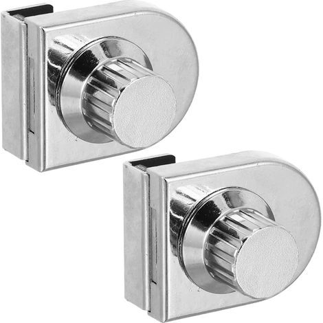 Serrure de vitrine sans perçage en 2 pièces pour portes vitrées (1/5)