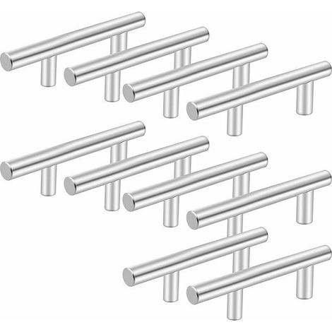 royaluxe - 10pcs Poignee de Meuble Cuisine Acier Inoxydable, Espacement des Trous 64 mm, Poignet de Porte Cuisine, Poignée Meuble Poignées de Porte pour Placard de Cuisine Salle de Bain Tiroir Armoire (1/5)