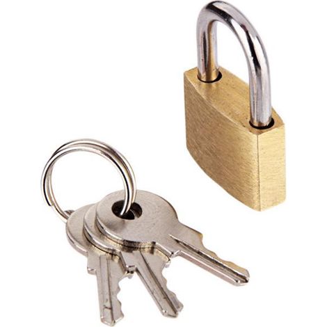 Cadenas à clé pour valise, bagages et casier - Petit cadenas robuste en acier pour armoire, 20 mm, usage polyvalent (1/5)