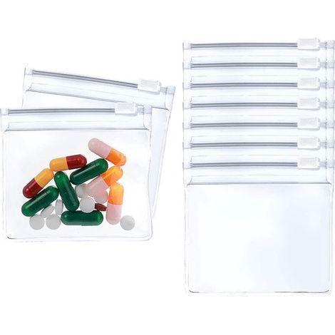 Sacs à fermeture zip refermables – Transparents – Sachets à pilules – Sacs antidérapants – Sacs auto-scellants – Sacs de voyage pour avion – Petits sacs – Sacs à fermeture zip (1/5)