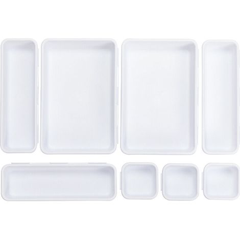 Tiroirs de rangement,  Système de rangement de cuisine, Organisateurs de tiroirs, Boîtes à plateau en plastique transparent empilables Rangement pour tiroirs, Organisateurs de tiroirs en plastique (1/5)