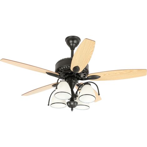 Ventilateur de plafond Zéphora Ø132cm – Bois composite – 4ampoules E27 – MoteurDC (1/5)