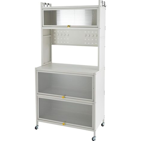 Estantería de almacenamiento blanca de 5 niveles, estantería de panadería, soporte para armario, organizador de estantes de cocina con 4 ganchos negros de 80x40x162,5 cm, para salas de estar, cocinas, (1/5)