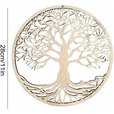 Tenture murale arbre de vie en bois massif écologique – Décoration intérieure pour méditation et rituels – Structure stable et lisse (1/5)