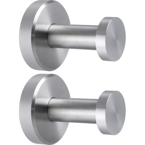 Set mit 2 Handtuchhaken aus gebürstetem Nickel, rund, Edelstahl 304, Handtuchhalter, moderner Bademantelhaken, Badezimmer, Küche, Eingangsbereich, Wandmontage (1/5)