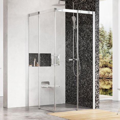 Ravak Matrix - Cabine de douche en quatre parties MSRV4-80/80, 785-805 mm, aluminium brillant/verre clair 1WV44C00Z1 (1/5)