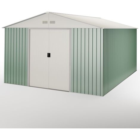 Anjala Metall-Gartenhaus 15,5 m2 - 10 Jahre Garantie - 343x452x223cm. Metall-Schuppen