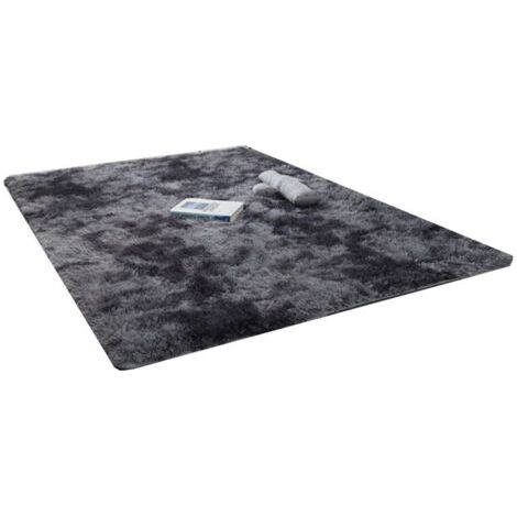 Tapis en Peluche à Effet Dégrader - Coussin Salon et Chambre Lavable - Gris Foncé 50x160 cm (1/3)