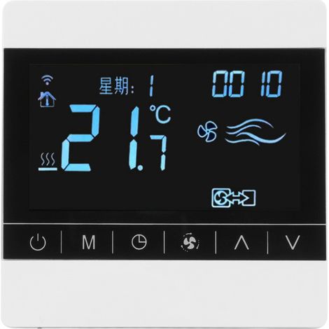termostato LCD, 220 V CA, pantalla panorámica, carcasa de ABS PC, para aire acondicionado con ventilador, uso doméstico. (1/5)