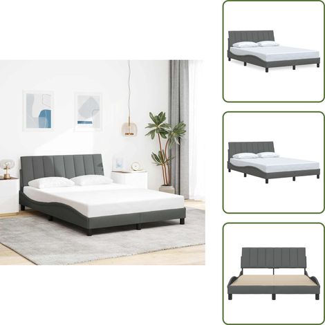 Bettgestell ohne Matratze Dunkelgrau 140x190 cm Stoff - Bettgestell - Bettgestelle - Bettrahmen - Bett (1/5)