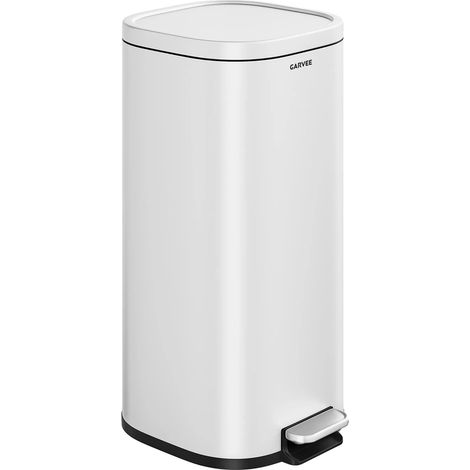 Poubelle, capacité de 30L, fonctionnement à pédale, BLANC (1/2)