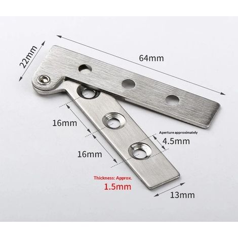 (A1) Pour meubles, tables pliantes, portes et placards : charnières pivotantes robustes en acier inoxydable, en forme de L. (1/5)