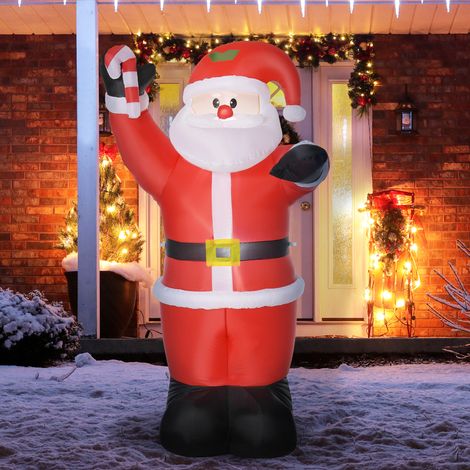 Décoration gonflable de Noël - canne d’orge - Père Noël de 2,4 m avec éclairage LED - Robuste (1/5)
