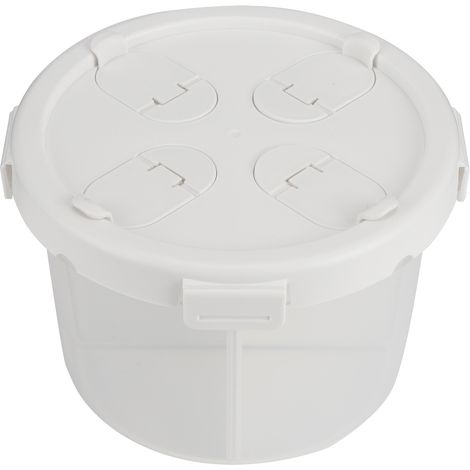 Boîte de rangement alimentaire, récipient à céréales, plateau de rangement semi-transparent à 4 compartiments pour la cuisine, petit, blanc (1,8 L) (1/5)