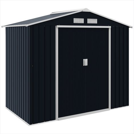 Abri de jardin en acier galvanisé 2,13 x 1,3 x 1,85m avec Gris (1/5)