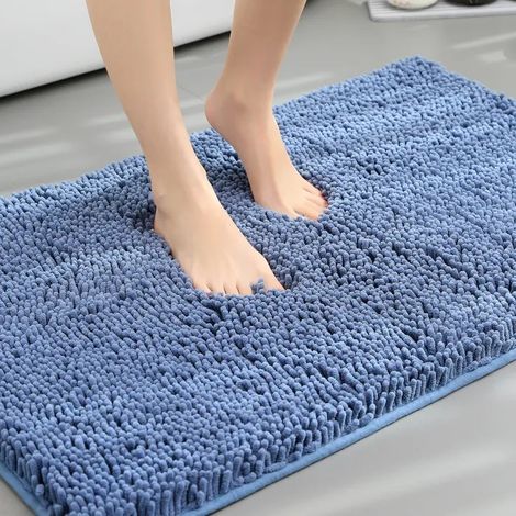 Tapis de bain,tapis chenille à cheveux longs,tapis de sol de baignoire de salle de bain,entrée de - Misty Blue-TPR-500MMx800MM[A]