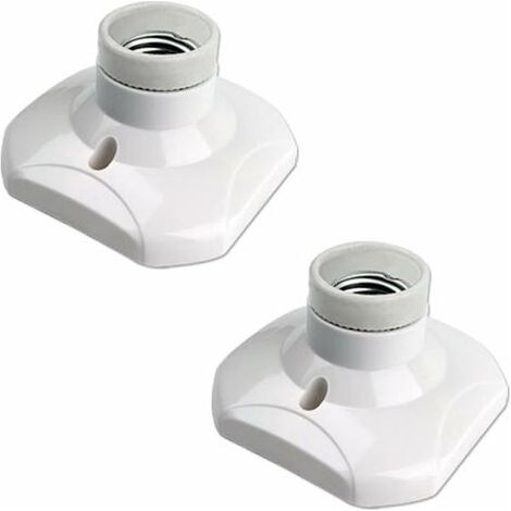 Douille de Plafonnier E27 à vis pour Lampe Murale Mur Intérieur, AC 230V, Support pour Ampoule LED E27, Base Plastique Culot E27 pour Plafond de Garage Atelier, lot de 2