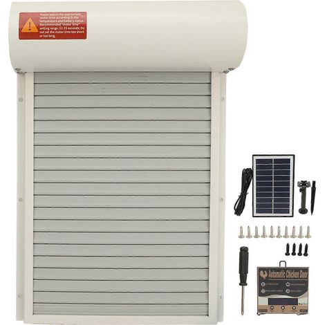 Automatischer Hühnerstalltüröffner mit Solarbetrieb und Zeitschaltuhr für Enten- und Gänsefarmen, weiß (1/5)