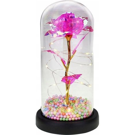 Rosa eterna in vetro, LED luminoso, idea regalo mix142PINK (1/2)