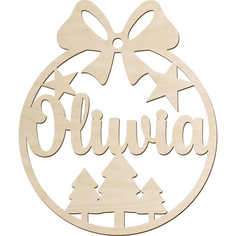 Decorazioni natalizie in legno per albero di Natale per bambini, personalizzabili con il nome, 1 pezzo, in compensato. (1/4)