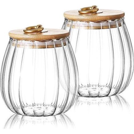 Lot de 2 Bocaux en Verre Hermétiques Ovales 750ml - Contenants de Rangement Étanches pour Thé, Café et Sucre - Accessoires de Cuisine Pratiques (1/5)