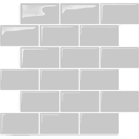 Piastrelle Mattonelle Adesive Murales Effetto Tridimensionale Lucido Grigio 6pz (1/5)