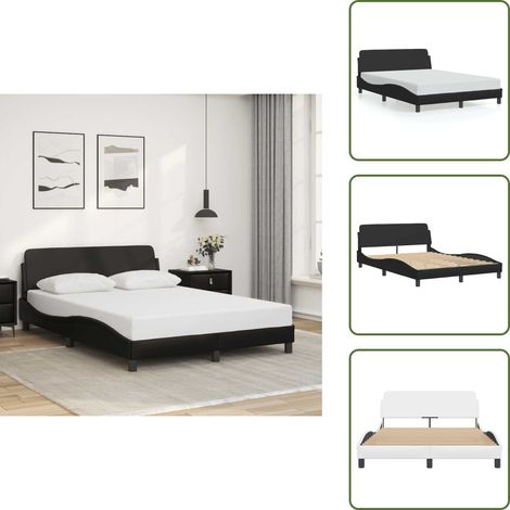 Cadre de lit sans matelas noir 140x190 cm similicuir - Cadre De Lit - Lit Double - Literie - Meuble Chambre - Design Moderne (1/5)