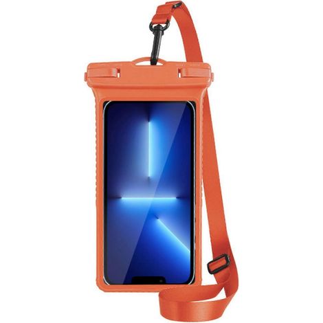 Étui de téléphone étanche IPX8, tactile et compatible avec les téléphones. Petit sac de plage émaillé compatible avec effet 3D, couleur orange (en option). (1/5)
