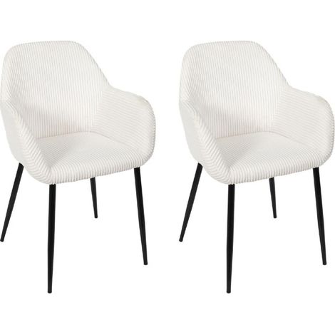 Lot de 2 Fauteuils Côtelé "Scott" 85cm Beige (1/5)