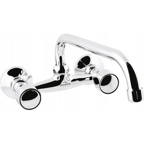Invena Modena grifo de cocina mural cromado plateado (1/3)